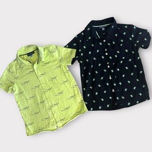 Andy & Evan Lime and Navy Cactus Print Button Down Shirts